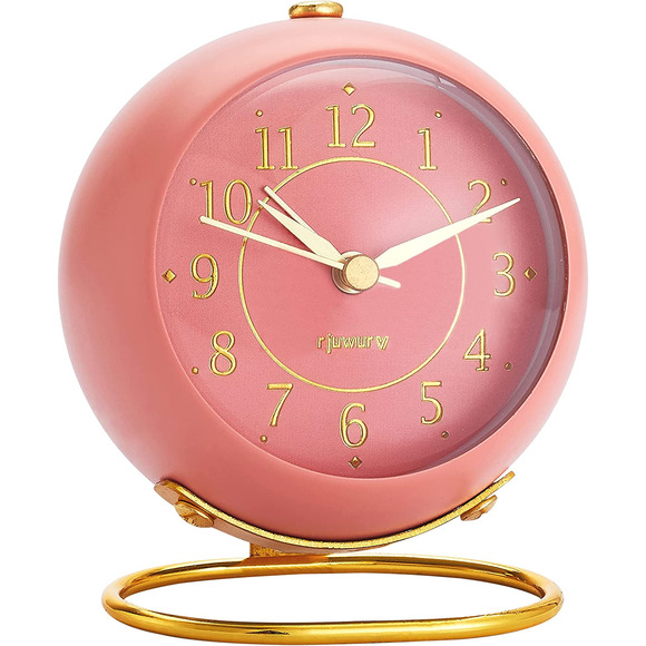 Metal Desk Alarm Clock, Retro Bedroom Table Vintage Analog Alarm Clock, Silent N - Picture 1 of 7